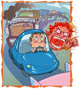 cartoon of an angry driver